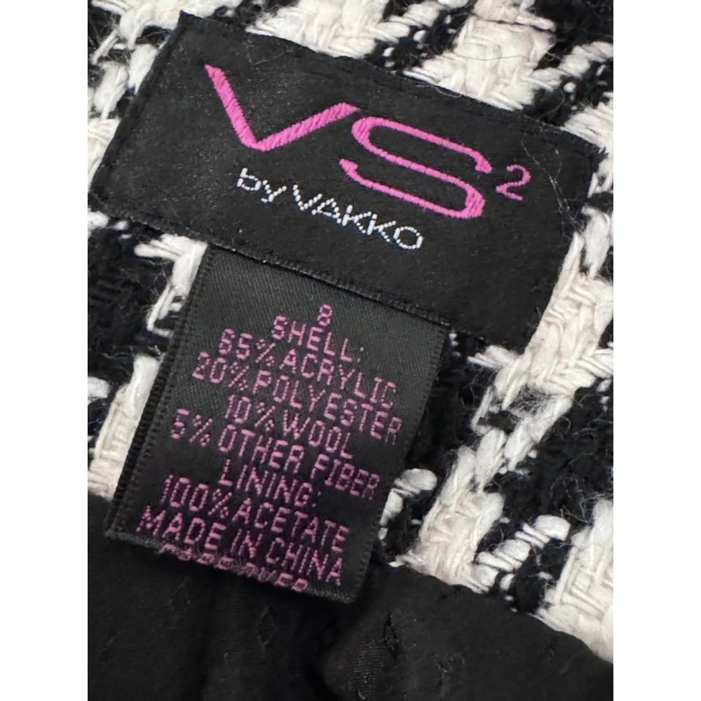 VS 2 by Vakko Houndstooth Blazer Jacket Black White Size 8 - Picture 12 of 13